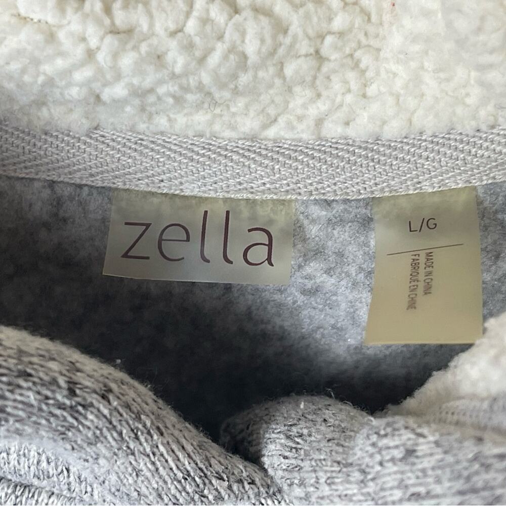 Zella Sherpa-Lined Hooded Jacket, Side zip, Outdoor Athleisure, Lounge, Gray, L - Picture 9 of 9
